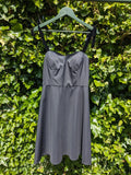 Black Corset Cocktail Dress: Velvet Straps, A-Line Skirt