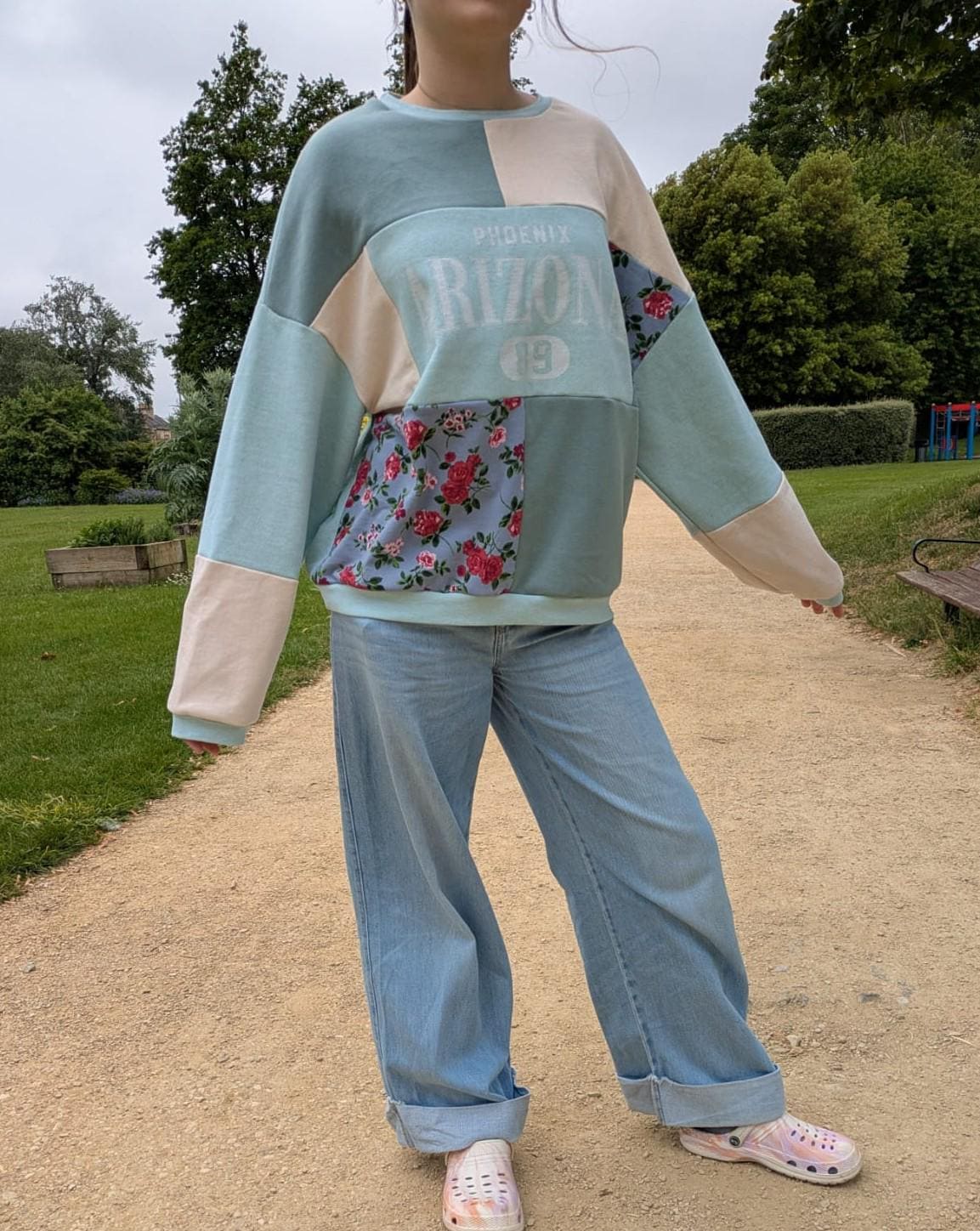Upcycled Patchwork Hoodie, Color Block Sweatshirt, Sustainable Streetwear, One-of-a-Kind Pullover