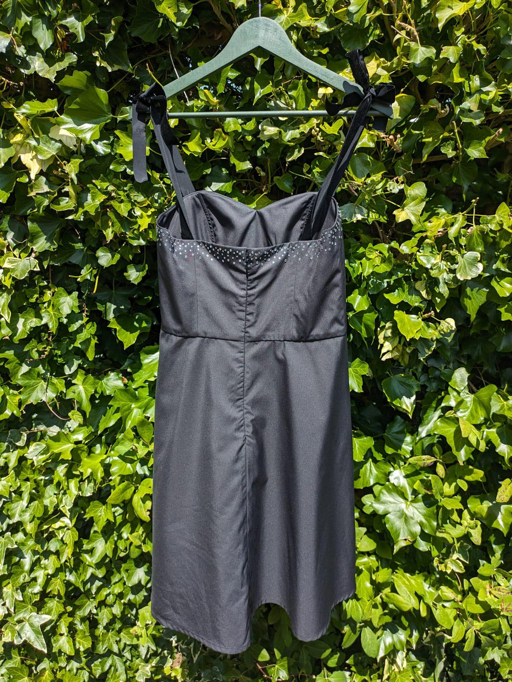 Black Corset Cocktail Dress: Velvet Straps, A-Line Skirt