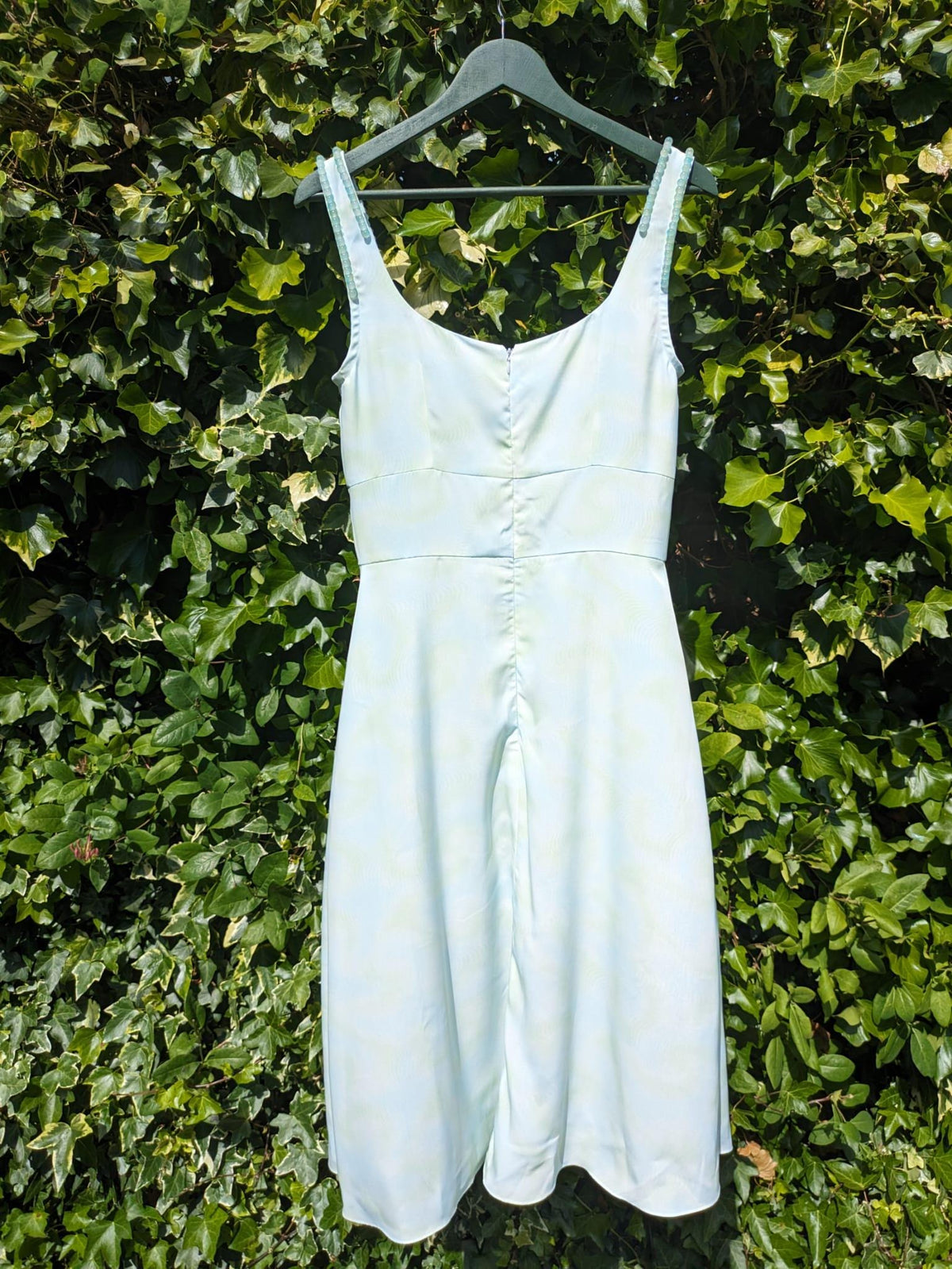 Light green midi dress, Elegant summer dress with beads UK 12