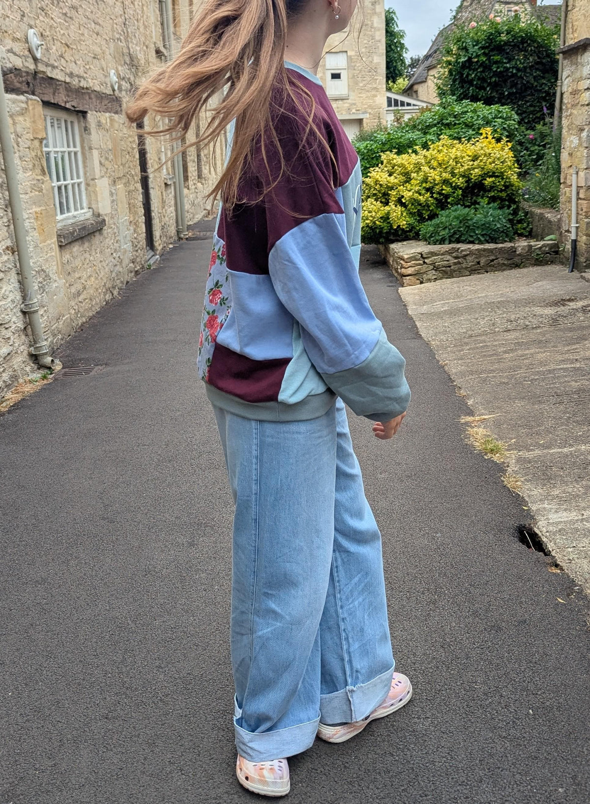 Upcycled Color Block Hoodie, Sustainable Patchwork Sweatshirt, Manhattan Streetwear Pullover