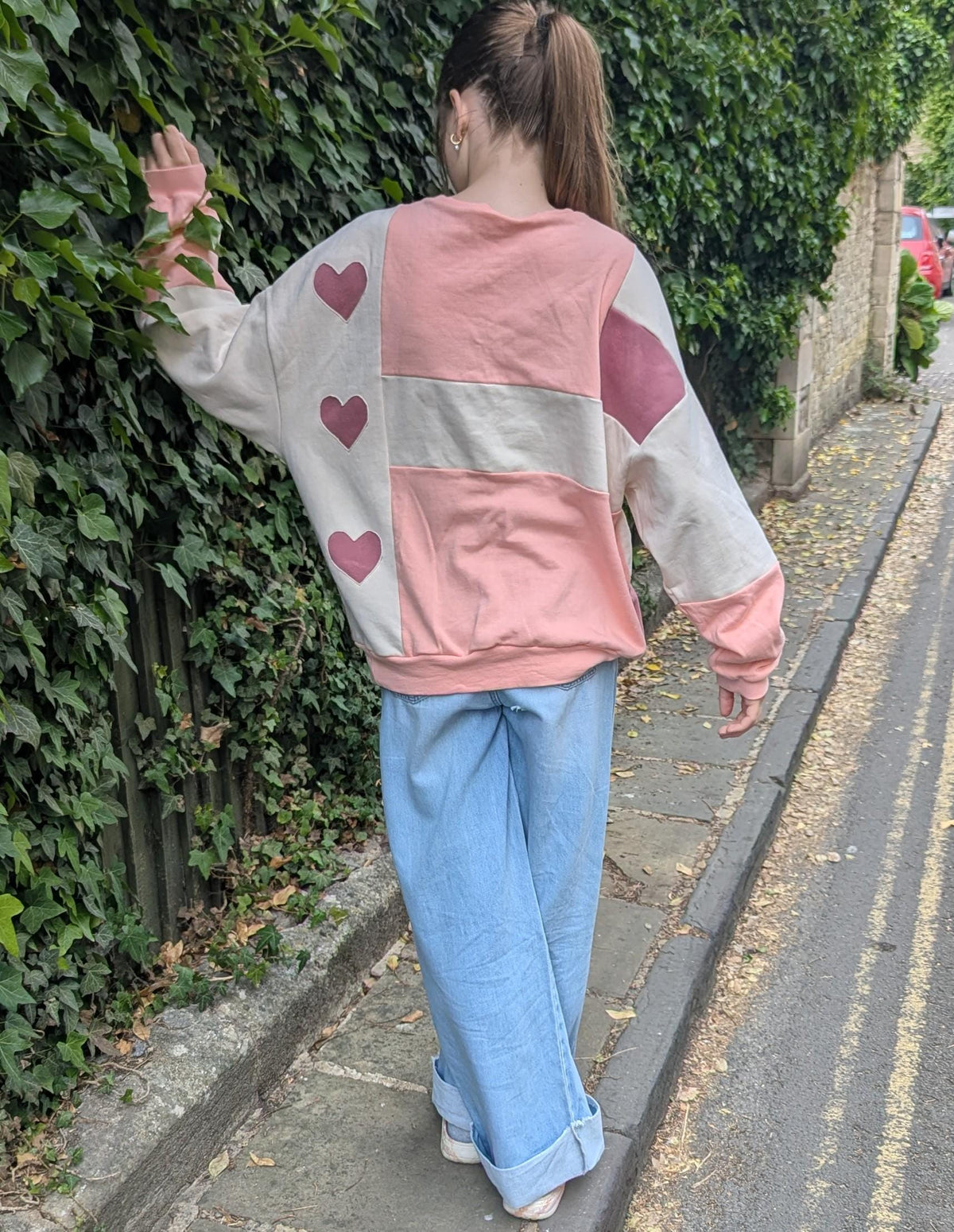 Upcycled Color Block Hoodie, Snoopy Good Vibes Patchwork Pullover