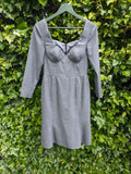 Grey Beaded Cocktail Dress, Fitted Long Sleeve dress