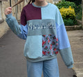 Upcycled Color Block Hoodie, Sustainable Patchwork Sweatshirt, Manhattan Streetwear Pullover