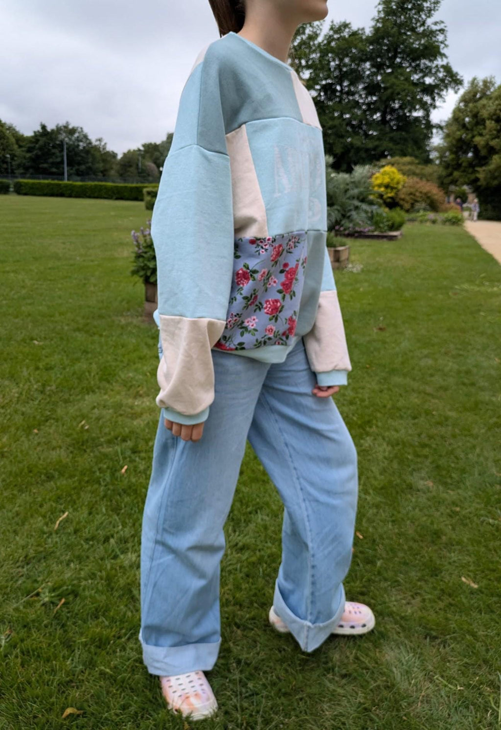 Upcycled Patchwork Hoodie, Color Block Sweatshirt, Sustainable Streetwear, One-of-a-Kind Pullover