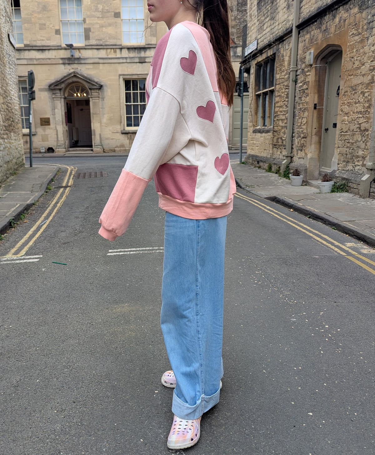 Upcycled Color Block Hoodie, Snoopy Good Vibes Patchwork Pullover