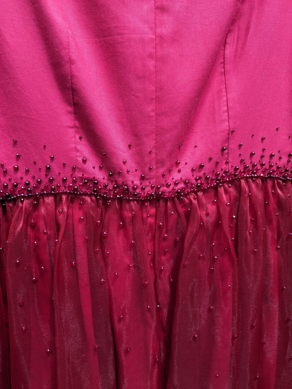 Vine red beaded dress, Romantic above the knee length dress, Unique handmade