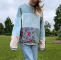 Upcycled Patchwork Hoodie, Color Block Sweatshirt, Sustainable Streetwear, One-of-a-Kind Pullover